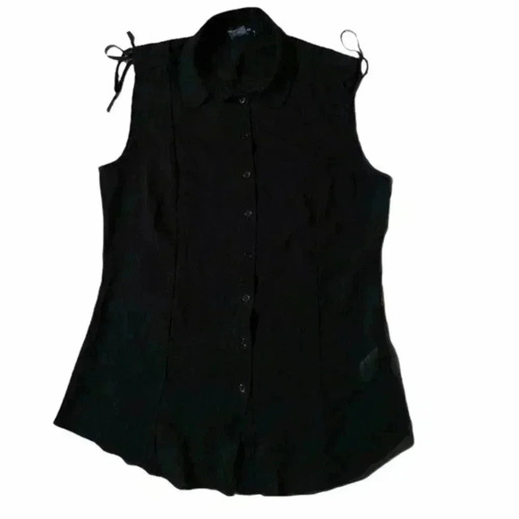 French Connection Black Sleeveless Button Down - Picture 1 of 7